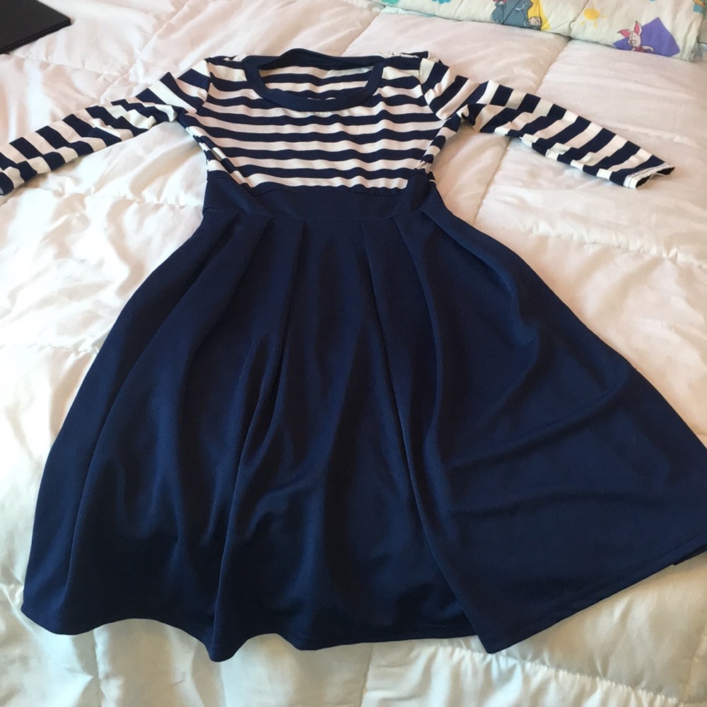 Navy Blue Striped Dress